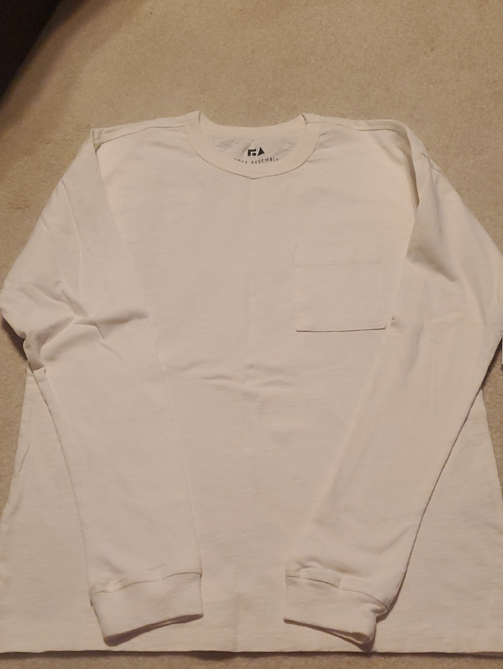 Faire Assembly Kids Long Sleeve Pocket Tee in Off-White